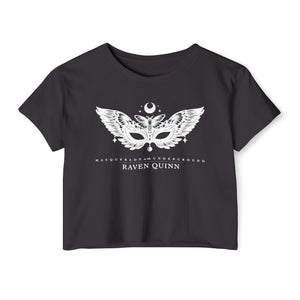 Raven Quinn Logo Crop Tee - "Masquerade in the Underground" Winged Mask