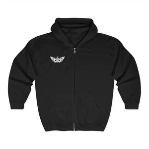 Raven Quinn Logo Graphic Zip Front Hoodie - "Masquerade in the Underground" Winged Mask