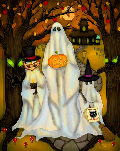 “Ghosts of Our Childhood Halloween Nights” Signed/Personalized/Matted Print